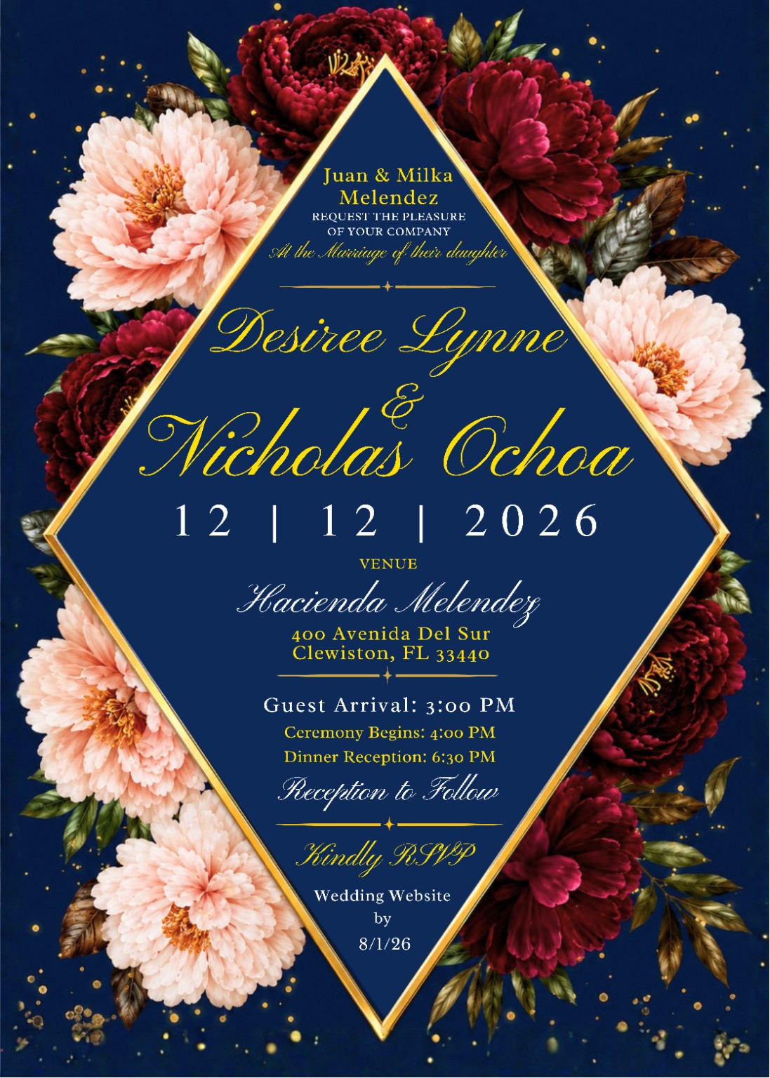 Official digital invitation for Desiree Lynne and Nicholas Ochoa