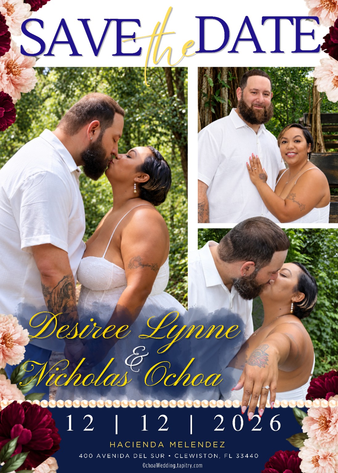 Save the Date flyer for Desiree Lynne and Nicholas Ochoa